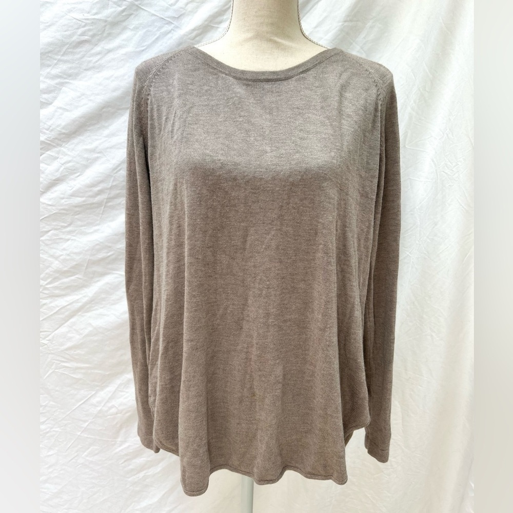 Joan Vass New York Sweater Brown Crew Neck Tunic Sweater Large